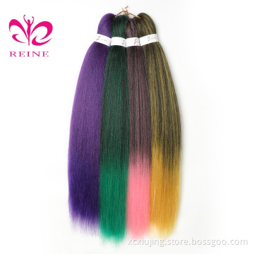REINE soft Pre stretched Layered Perm Yaki Style  Braids Ombre Color 26 inch Jumbo Braid for Crochet Twist Hot Water